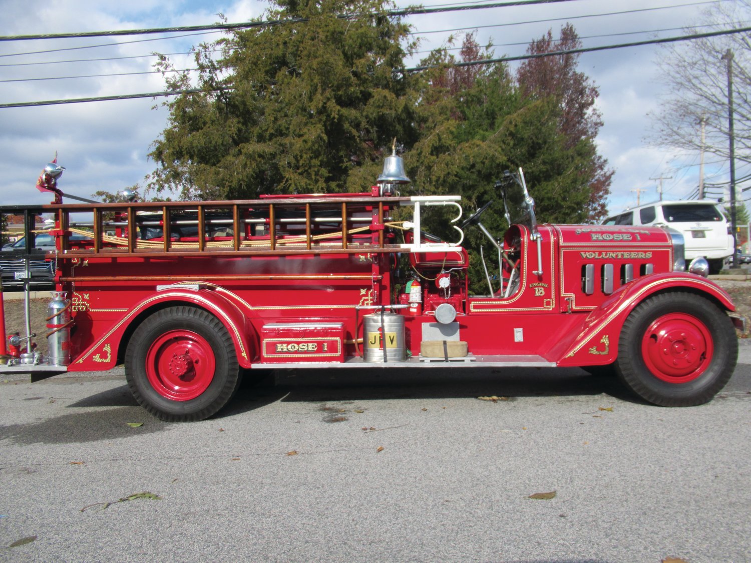GRAND GIFT: This is the 1936 Maxim antique fire engine that Johnston Hose No. 1 Volunteer Company donated to the Johnston Association of Firefighters during last Friday’s unique ceremony.